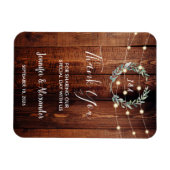 Rustic leaves wood string lights Thank you wedding Magnet (Horizontal)