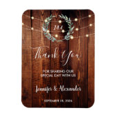 Rustic leaves wood string lights Thank you wedding Magnet (Vertikal)