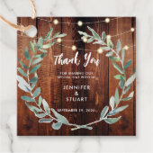 Rustic leaves wood string lights Wedding Thank You Geschenkanhänger (Vorderseite)