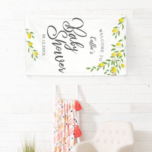 Rustic Lemon Baby Dusche Willkommen Banner (Insitu)