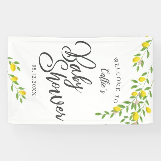 Rustic Lemon Baby Dusche Willkommen Banner (Horizontal)