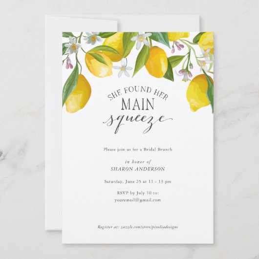 Rustic Lemon Sie fand ihren Hauptpresse, Bridal Einladung (Vorderseite)