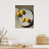 Rustic Lemon Still Life Oil Painting Art Print Poster (Küche)