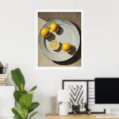Rustic Lemon Still Life Oil Painting Art Print Poster (Heimbüro)