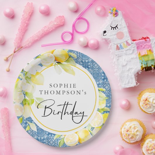 Rustic lemons Mediterranean birthday Pappteller (Party)