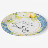 Rustic lemons Mediterranean birthday Pappteller (Schrägansicht)