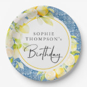 Rustic lemons Mediterranean birthday Pappteller (Vorderseite)