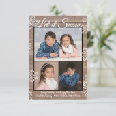 Rustic Let it Snow - 3x5 Weihnachts-Foto Flasche Einladung (Stehend Vorderseite)