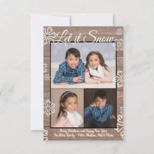 Rustic Let it Snow - 3x5 Weihnachts-Foto-Flat Einladung