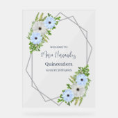 Rustic Light Blue and White Floral Quinceañera  Acrylschild (Vorderseite)
