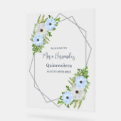 Rustic Light Blue and White Floral Quinceañera  Acrylschild (Winkel)