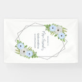 Rustic Light Blue and White Floral Quinceañera  Banner (Horizontal)