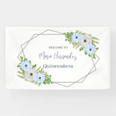 Rustic Light Blue and White Floral Quinceañera  Banner (Horizontal)