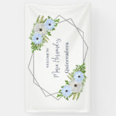 Rustic Light Blue and White Floral Quinceañera  Banner (Vertikal)