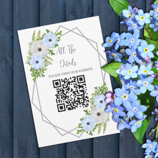 Rustic Light Blue and White Floral Quinceañera Begleitkarte