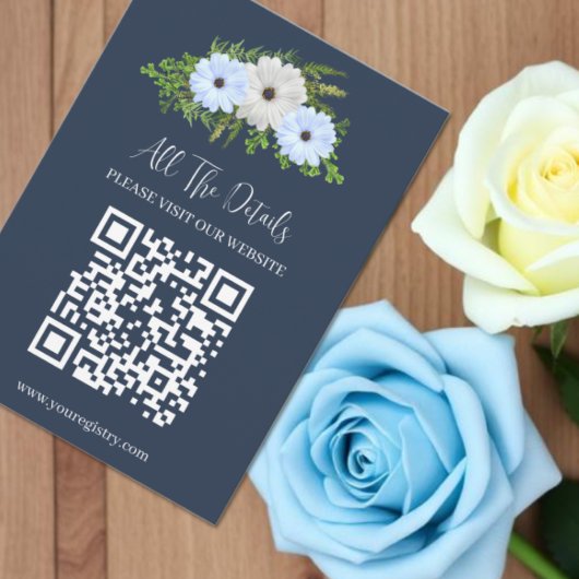 Rustic Light Blue and White Floral Quinceañera  Begleitkarte