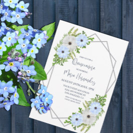 Rustic Light Blue and White Floral Quinceañera Einladung