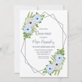 Rustic Light Blue and White Floral Quinceañera Einladung (Vorderseite)