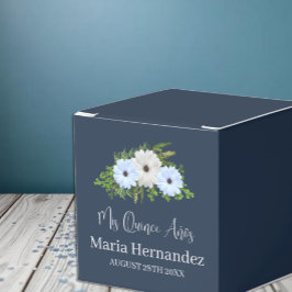 Rustic Light Blue and White Floral Quinceañera Geschenkschachtel