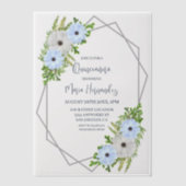 Rustic Light Blue and White Floral Quinceañera  Pergament Einladungen (Vorderseite)