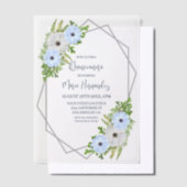 Rustic Light Blue and White Floral Quinceañera  Pergament Einladungen (Versetzt)