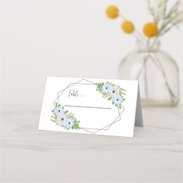 Rustic Light Blue and White Floral Quinceañera Platzkarte