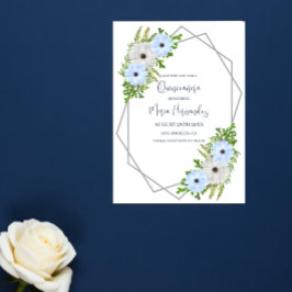 Rustic Light Blue and White Floral Quinceañera Save The Date