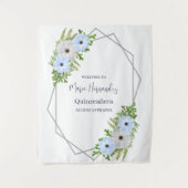 Rustic Light Blue and White Floral Quinceañera  Wandteppich (Vorderseite)