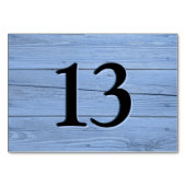 Rustic Light Blue Faux Engraved Cafe Tischnummer (Vorderseite)