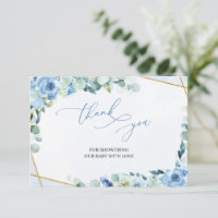 Rustic Light Blue Floral Gold Geometric Vielen Dan