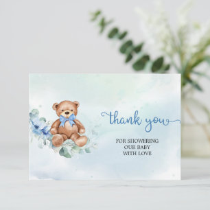Rustic Light Blue Floral Teddy Bären Vielen Dank Begleitkarte