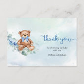 Rustic Light Blue Floral Teddy Bären Vielen Dank Begleitkarte (Vorderseite)