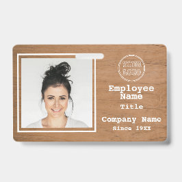 Rustic Light Wood Add Logo Foto Mitarbeiter ID hin Ausweis