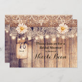 Rustic Lighted Mason Jars Daisies Brautparty Einladung (Vorne/Hinten)