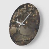 Rustic Lighted Tree Personalized Wall Clock Große Wanduhr (Winkel)