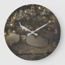 Rustic Lighted Tree Personalized Wall Clock
