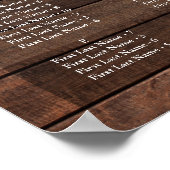 Rustic Lights Alphabetical Wedding Seating Chart Poster (Ecke)