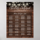 Rustic Lights Alphabetical Wedding Seating Chart Poster (Vorne)
