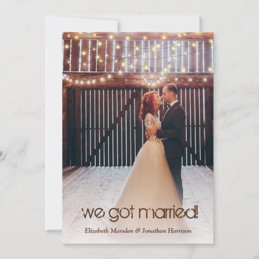 Rustic Lights Foto Wedding Announcement Empfang Einladung (Vorderseite)