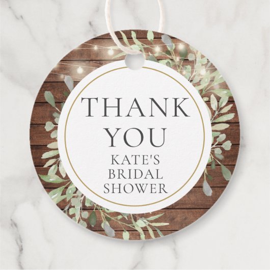 Rustic Lights Greenerity Brautparty Vielen Dank Geschenkanhänger (Rückseite)