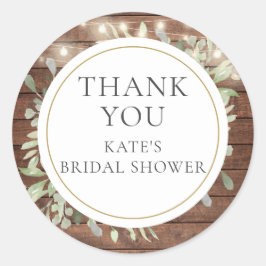 Rustic Lights Greenerity Brautparty Vielen Dank Runder Aufkleber