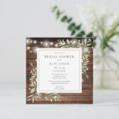 Rustic Lights Greenerity Foto QR Code Brautparty Einladung (Stehend Vorderseite)