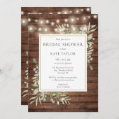 Rustic Lights Greenerity QR Code Foto Brautparty Einladung (Vorne/Hinten)