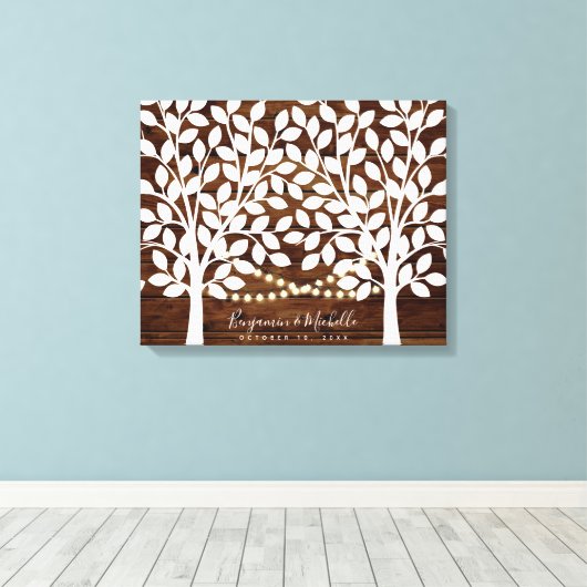 Rustic Lights Guest Book Leinwand - 100 Unterschri (Insitu (Holzboden))