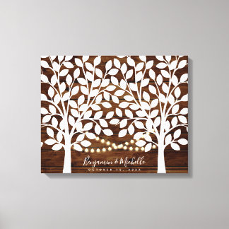 Rustic Lights Guest Book Leinwand - 100 Unterschri