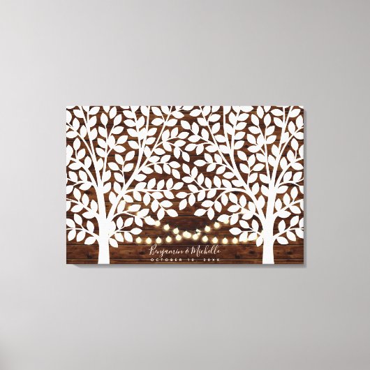Rustic Lights Guest Book Leinwand - 250 Unterschri (Vorderseite)