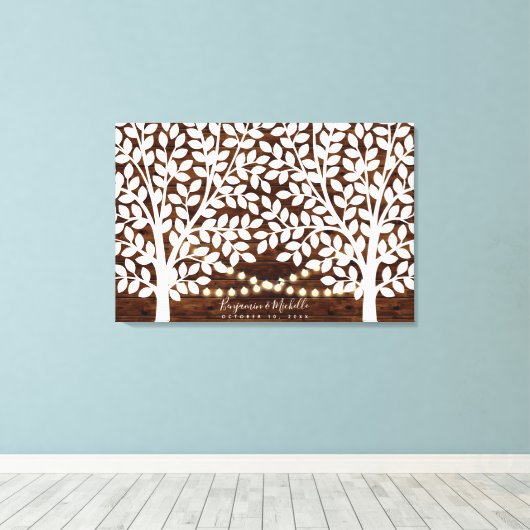 Rustic Lights Guest Book Leinwand - 250 Unterschri (Insitu (Holzboden))