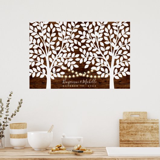 Rustic Lights Guest Book Poster - 200 Unterschrift (Küche)