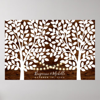 Rustic Lights Guest Book Poster - 200 Unterschrift
