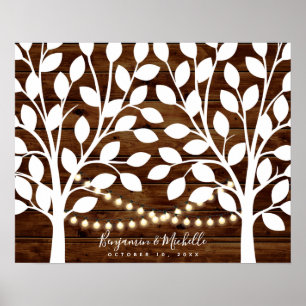 Rustic Lights Guest Book Poster - 50 Signatures